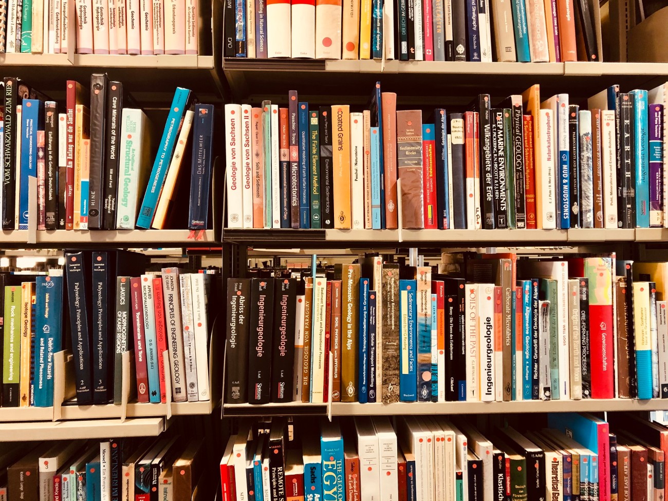 Bücher in der geowissenschaftlichen Bibliothek des Instituts für Angewandte Geowissenschaften