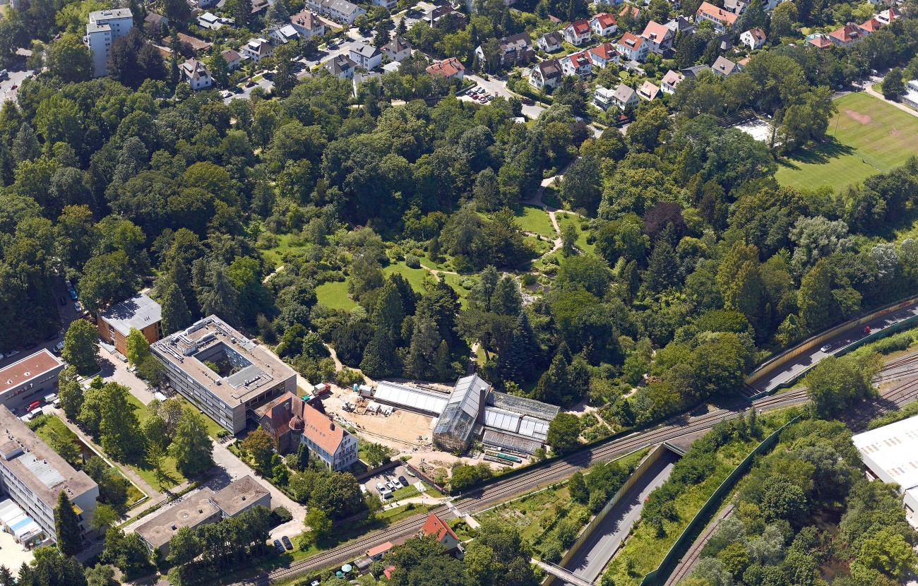 Luftbild auf den Botanischen Garten Darmstadt