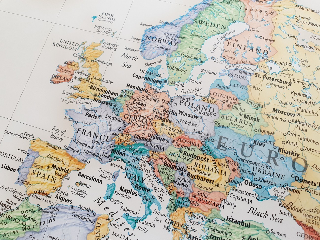 Topographische Karte von Europa